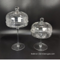 custom clear glass stem cake stands with dome